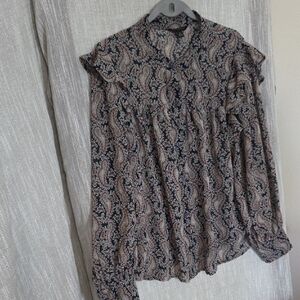 Banana Republic Paisley Blouse in Black and Tan